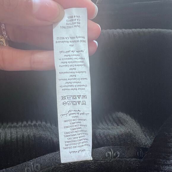 Alo Yoga Velour Baller Hoodie Women's Size small black Oversized Heavyweight - Picture 4 of 9